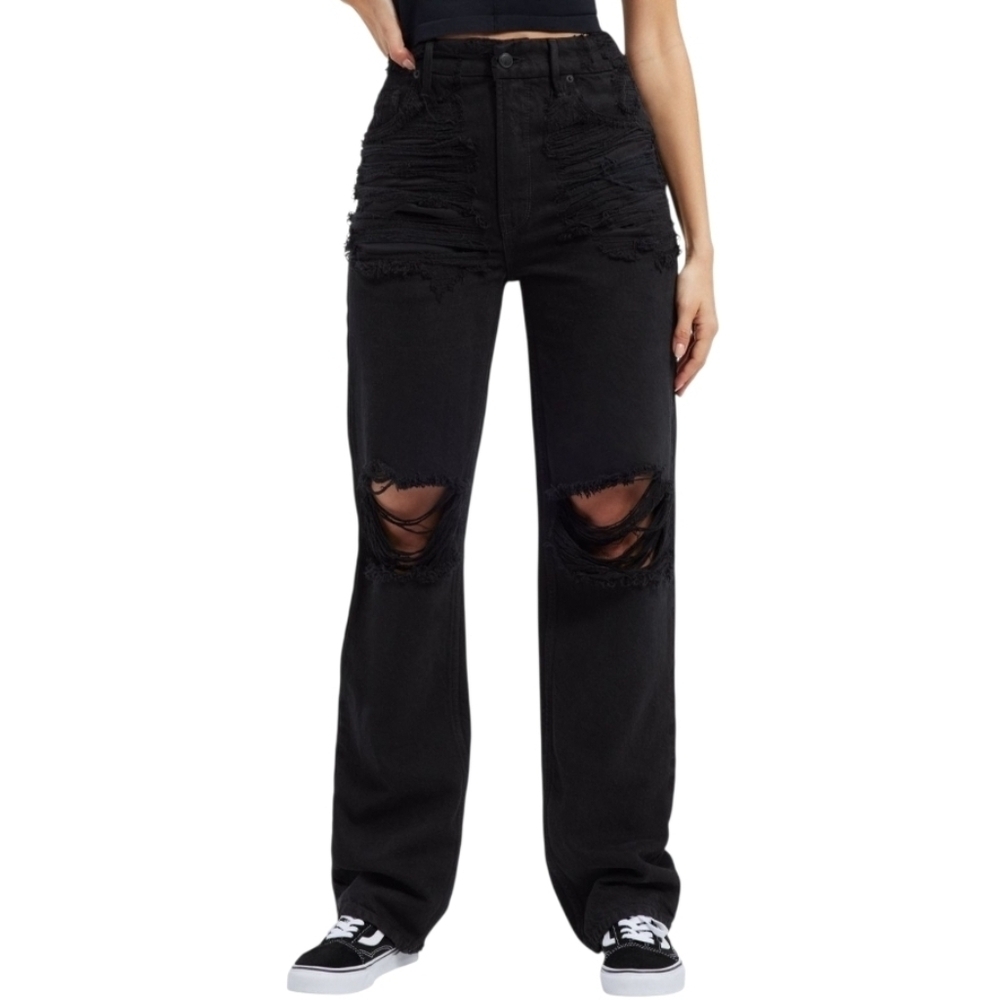 GOOD AMERICAN GOOD 90S SHREDDED JEANS IN BLACK 8/29